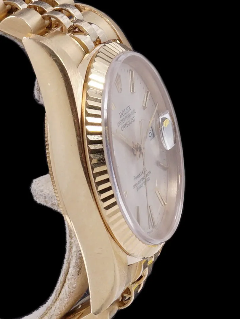 ** Unpolished** 1984 Rolex Datejust (Ref. 16018) 18k YG "Tiffany & Co."