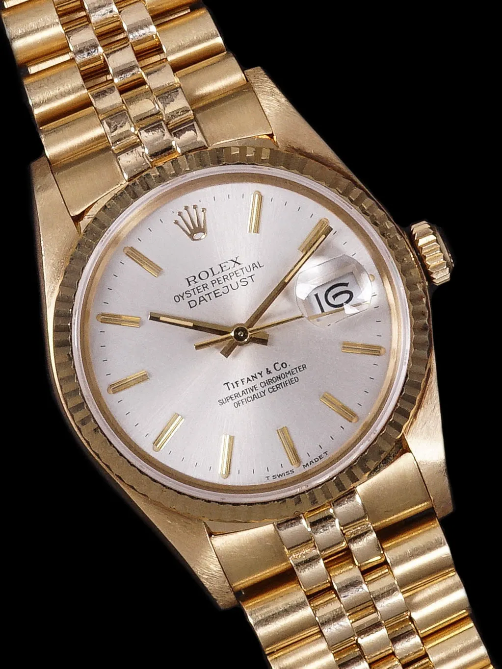 ** Unpolished** 1984 Rolex Datejust (Ref. 16018) 18k YG "Tiffany & Co."