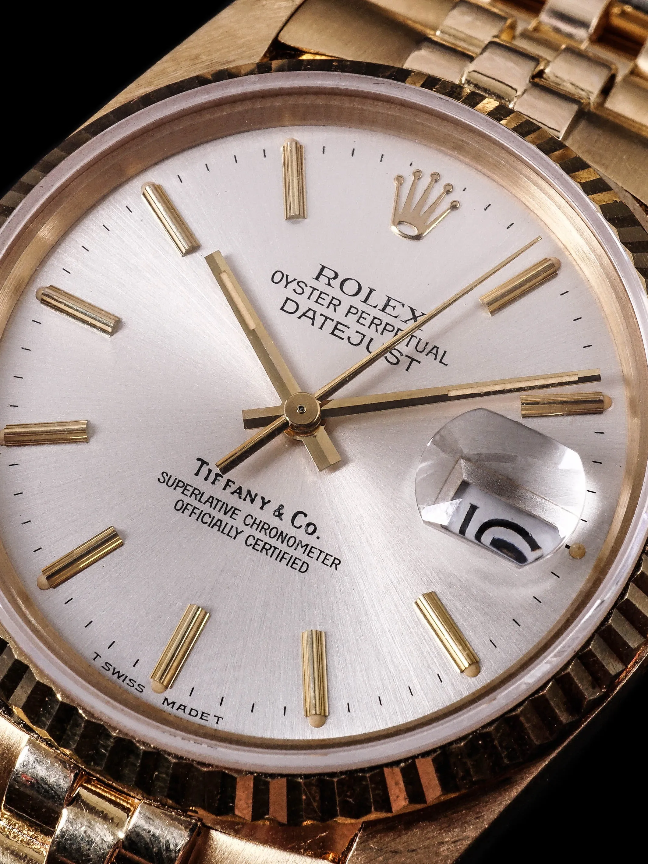 ** Unpolished** 1984 Rolex Datejust (Ref. 16018) 18k YG "Tiffany & Co."