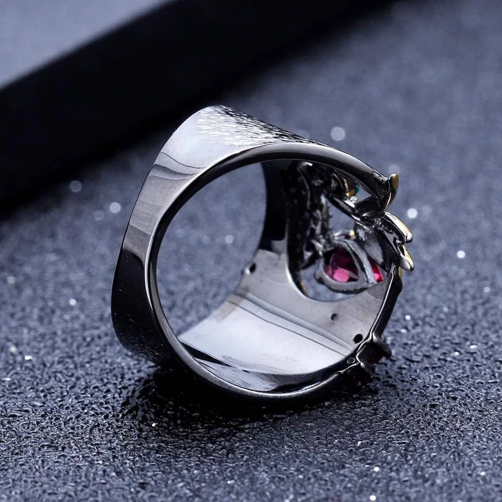 0.52Ct Natural Rhodolite Garnet Handmade Bird Rings