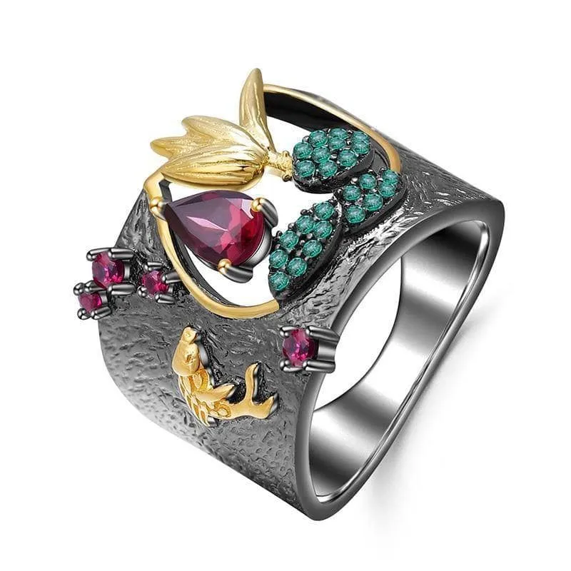 0.52Ct Natural Rhodolite Garnet Handmade Bird Rings