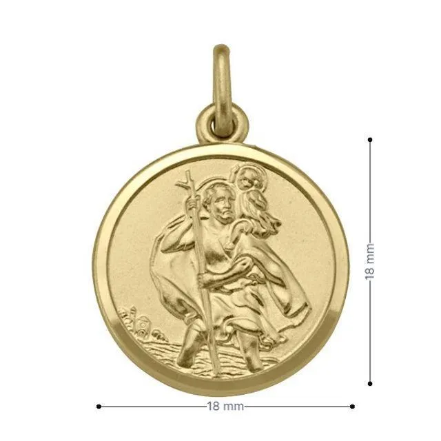 10, 14 Karat Yellow Gold Solid Saint Christopher Medallion