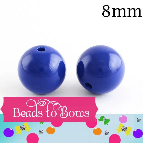 100 ct. 8mm Royal Blue Bubblegum Bead, Gumball Beads, Solid Acrylic Bead, Bubblegum Beads, Solid Round Acrylic Beads, Chunky Necklace Bead,