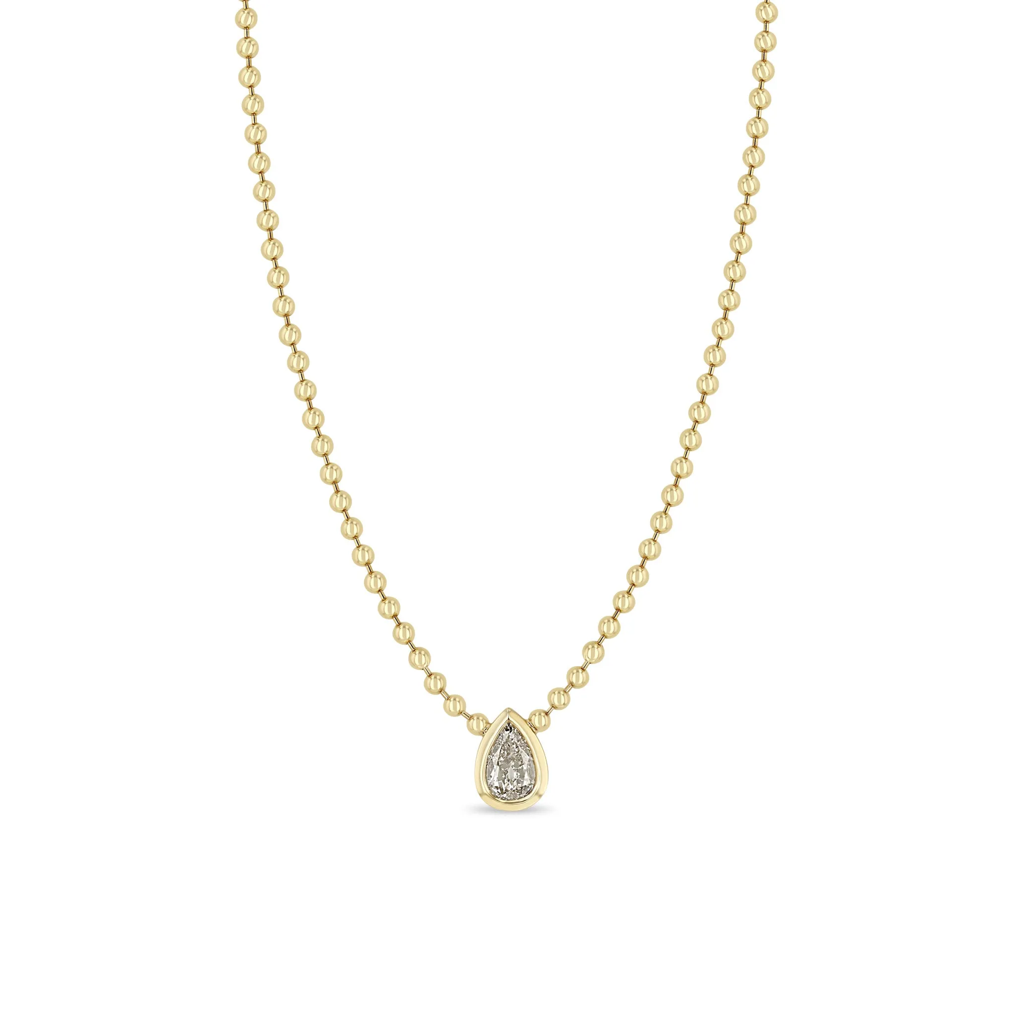 1.03 ctw Mine Cut Pear Shaped Diamond Bead Chain Necklace
