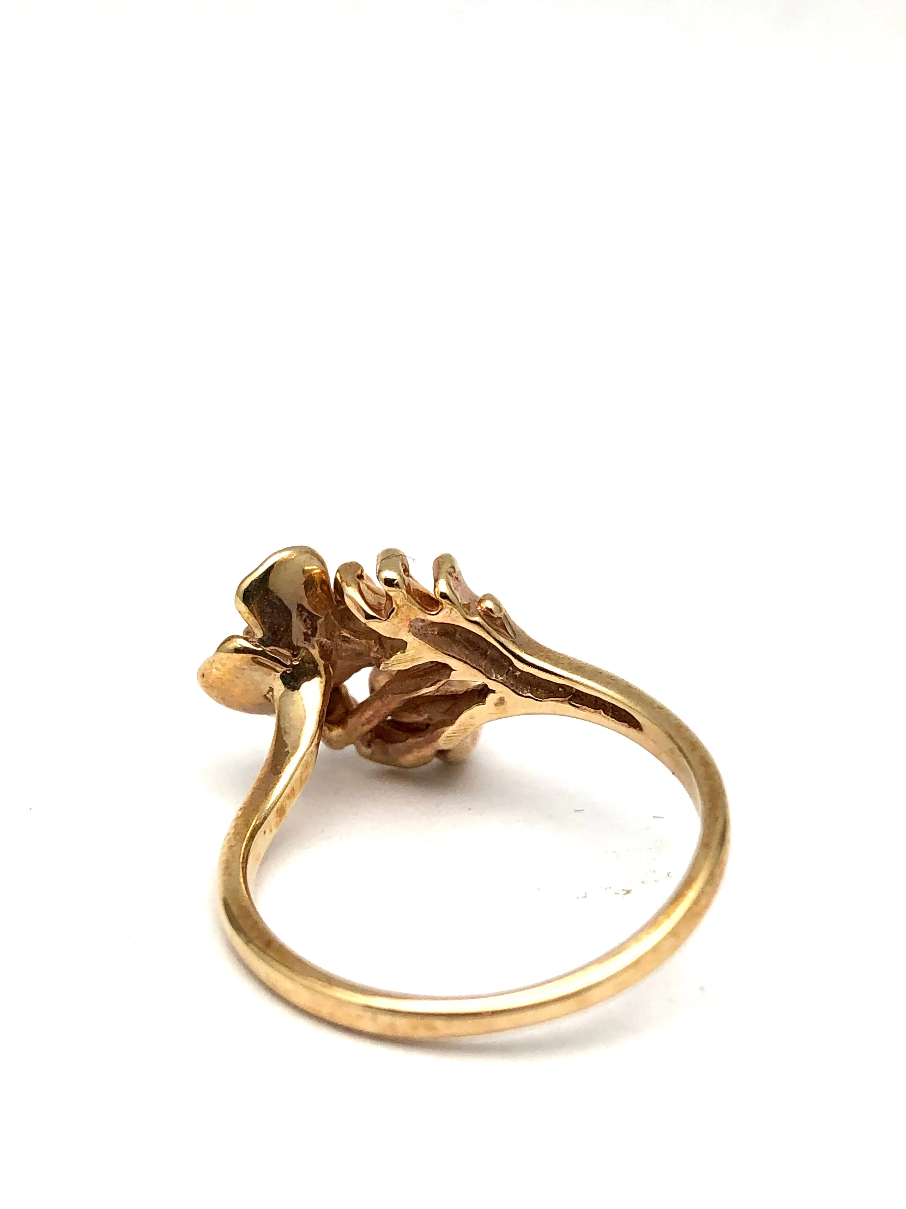 10K Flower Rose Gold Ring Ruby Diamond Pearl