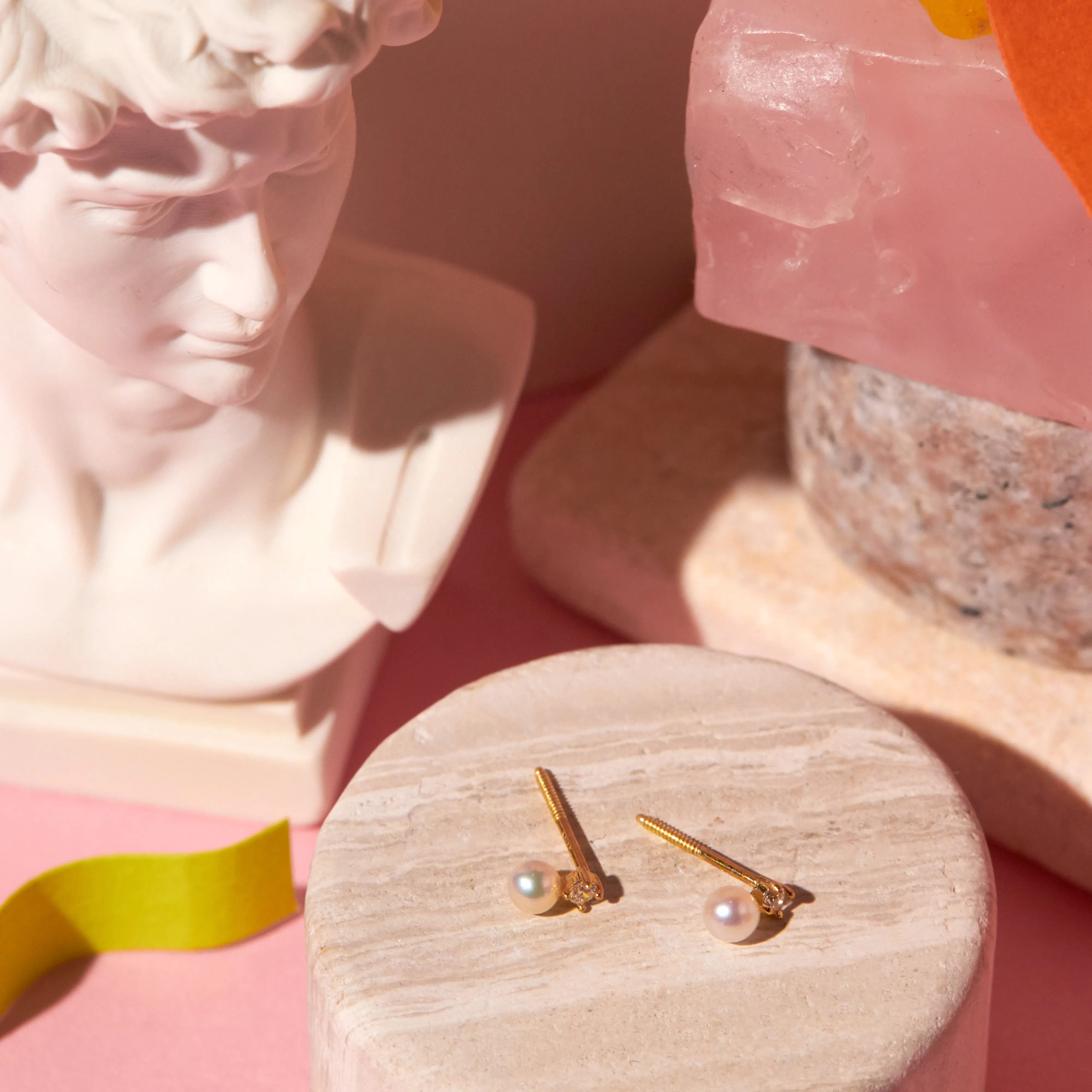 10k Solid Gold CZ / Pearl Studs