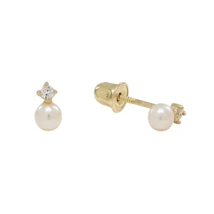10k Solid Gold CZ / Pearl Studs