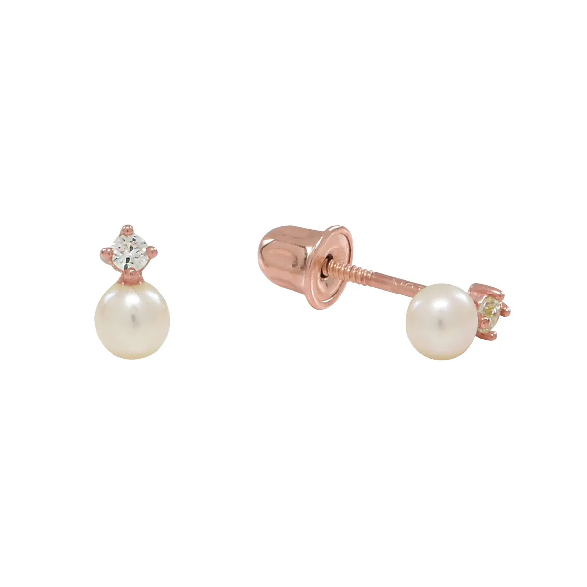 10k Solid Gold CZ / Pearl Studs