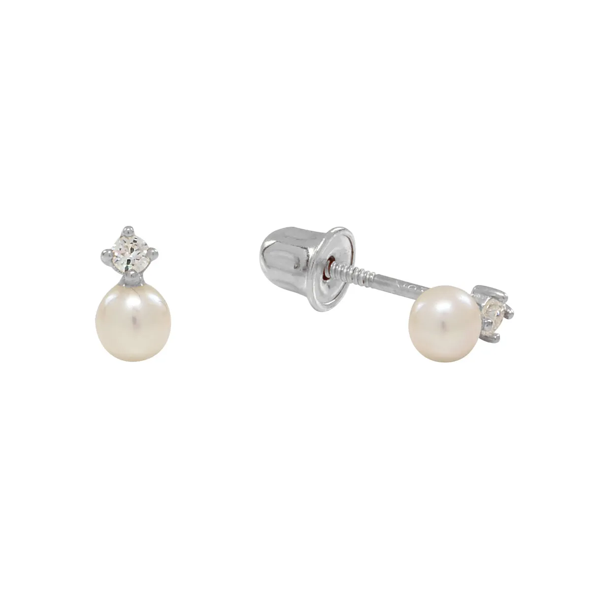 10k Solid Gold CZ / Pearl Studs