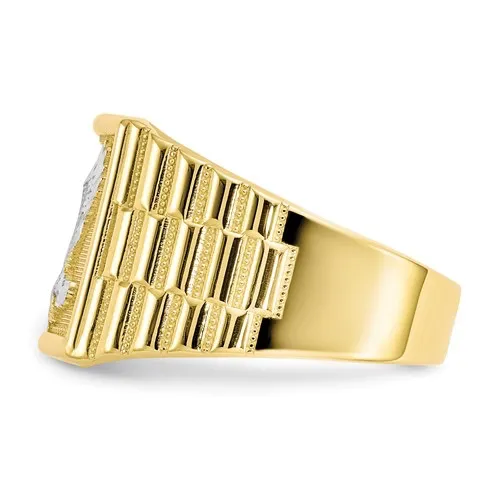 10K Yellow and White Gold Men's Eagle Ring