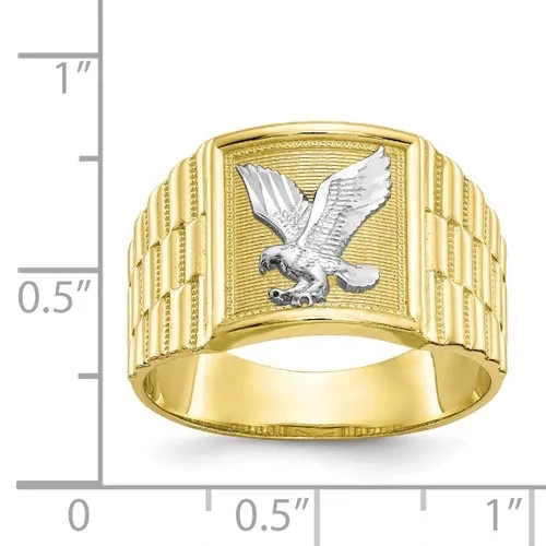 10K Yellow and White Gold Men's Eagle Ring