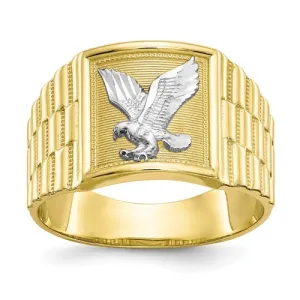 10K Yellow and White Gold Men's Eagle Ring