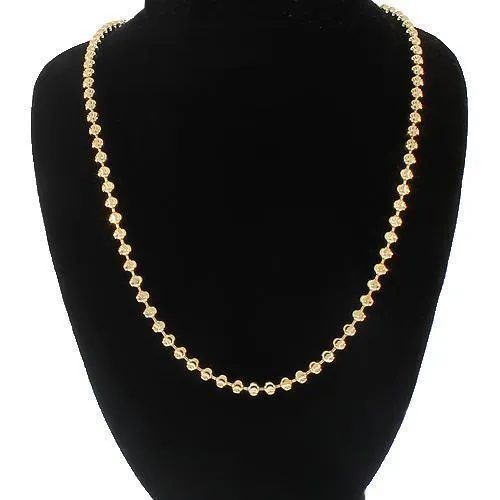 10k Yellow Gold Mens Ball Bead Moon Chain 3 mm