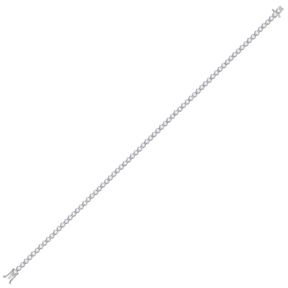10kt White Gold Womens Round Diamond Studded Tennis Bracelet 1-1/5 Cttw