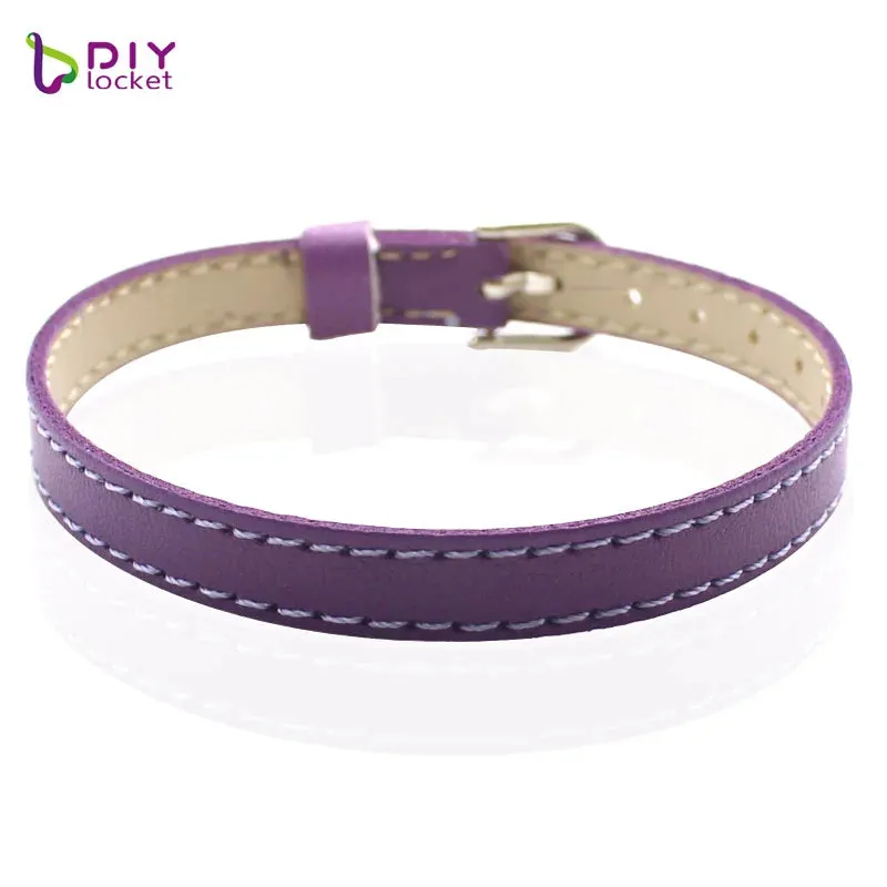 10PCS 8MM Artificial Leather DIY Wristband Bracelets femme Mix Color Charms Leather Bracelet Fit Slide Letter /charms LSBR015*10