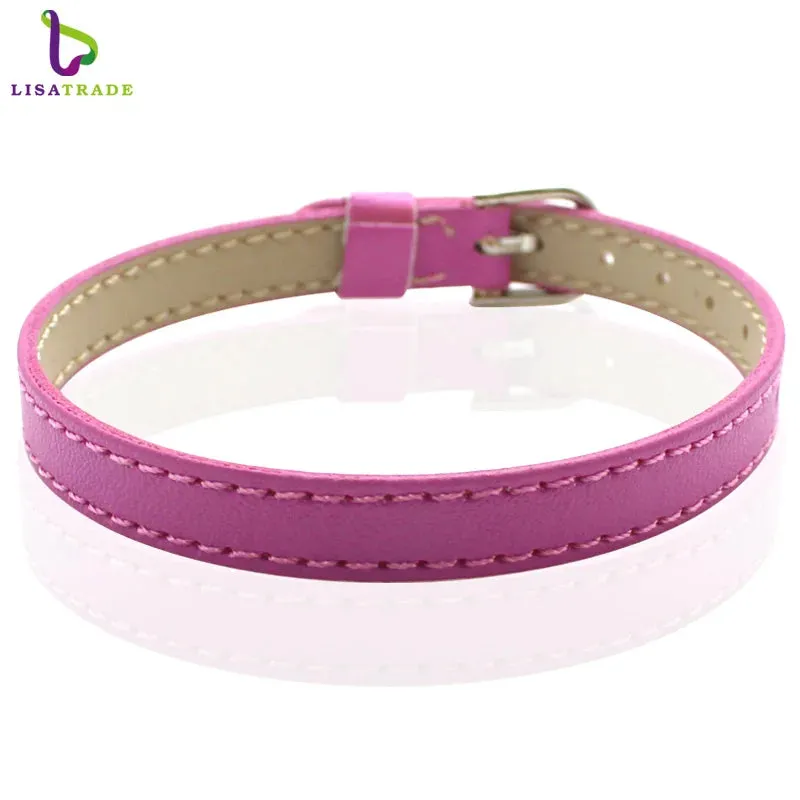 10PCS 8MM Artificial Leather DIY Wristband Bracelets femme Mix Color Charms Leather Bracelet Fit Slide Letter /charms LSBR015*10