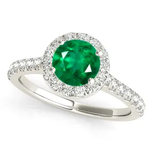 1.15 ct. Genuine Emerald Ring with Halo And Thin Band