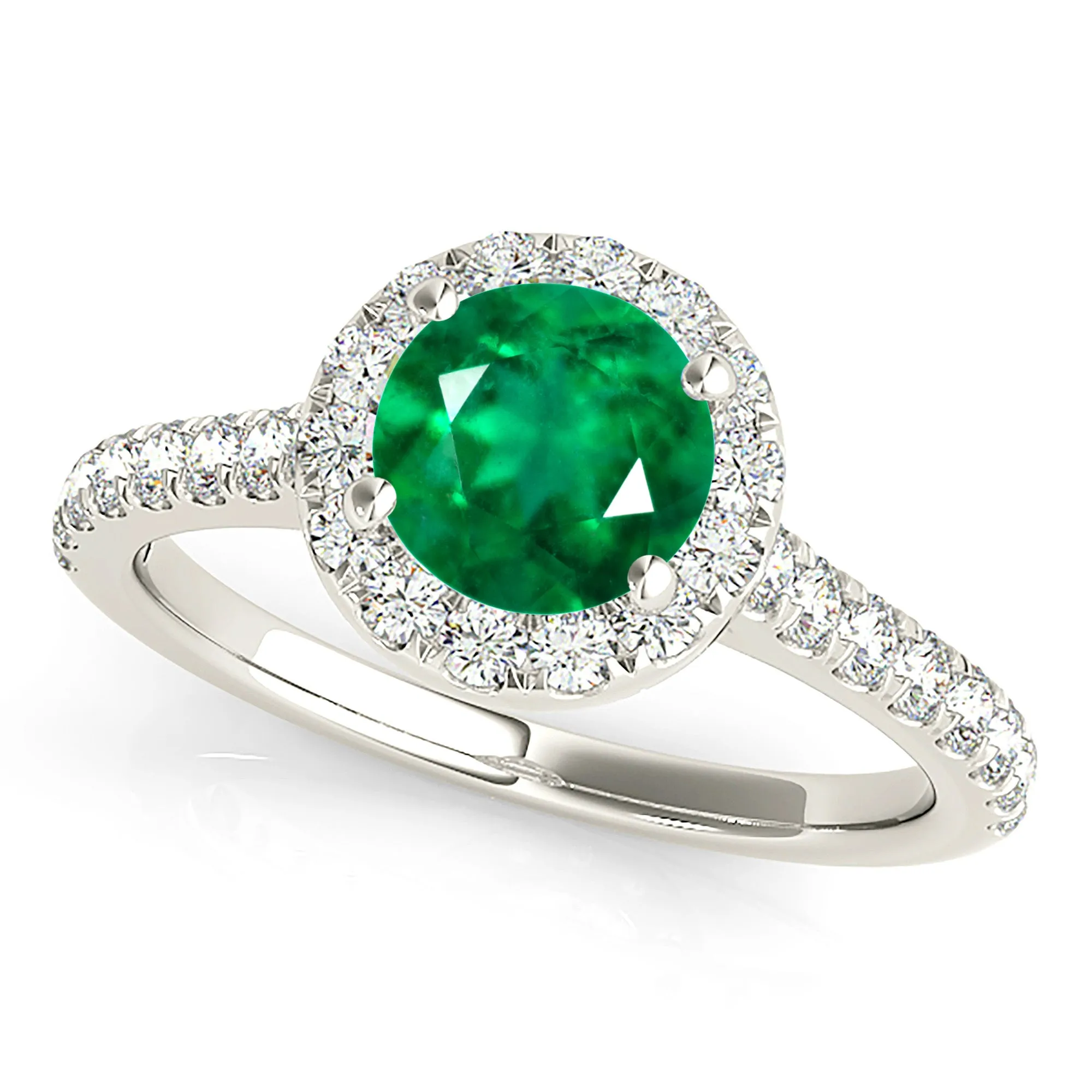 1.15 ct. Genuine Emerald Ring with Halo And Thin Band