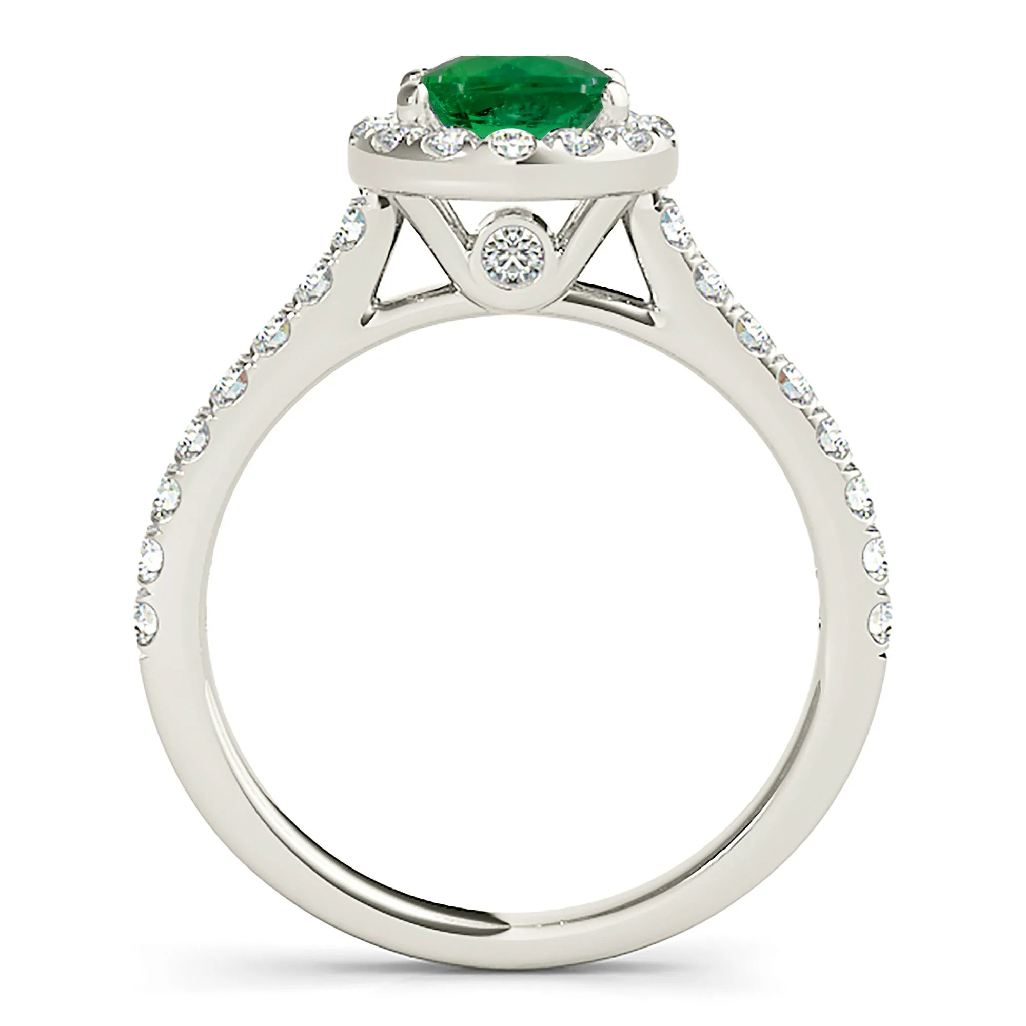 1.15 ct. Genuine Emerald Ring with Halo And Thin Band