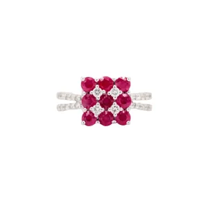 1.29 Carat Ruby Gemstone Ring in 14k White Gold