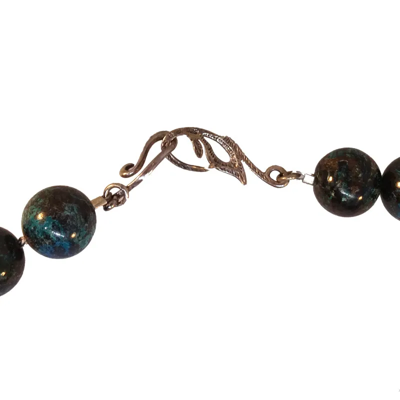 14 mm Chrysocolla bead necklace