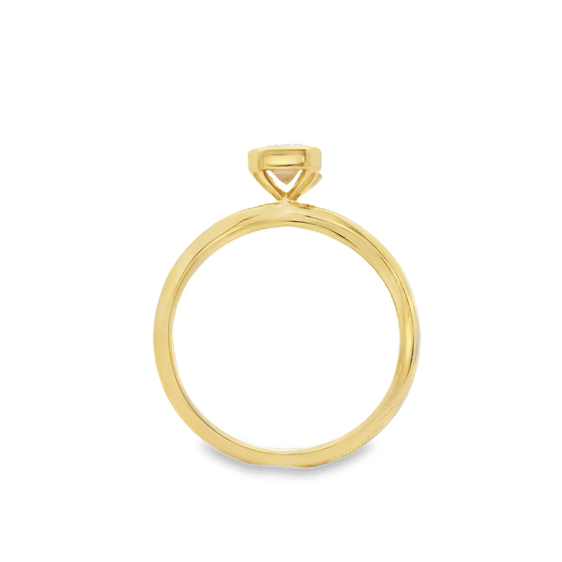 14ct Yellow Gold Bezel Set 1.01ct Emerald Cut Lab Grown Diamond on a Solitaire Ring