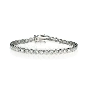 14K CZ  White Gold Bezel Set Tennis Bracelet