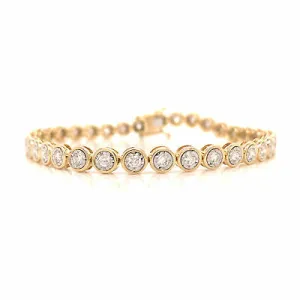 14K Diamond Bezel Tennis Bracelet Yellow Gold