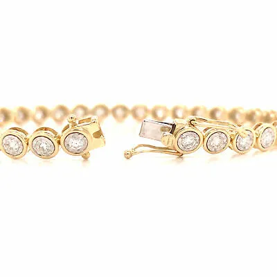 14K Diamond Bezel Tennis Bracelet Yellow Gold