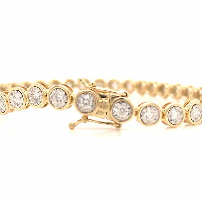 14K Diamond Bezel Tennis Bracelet Yellow Gold