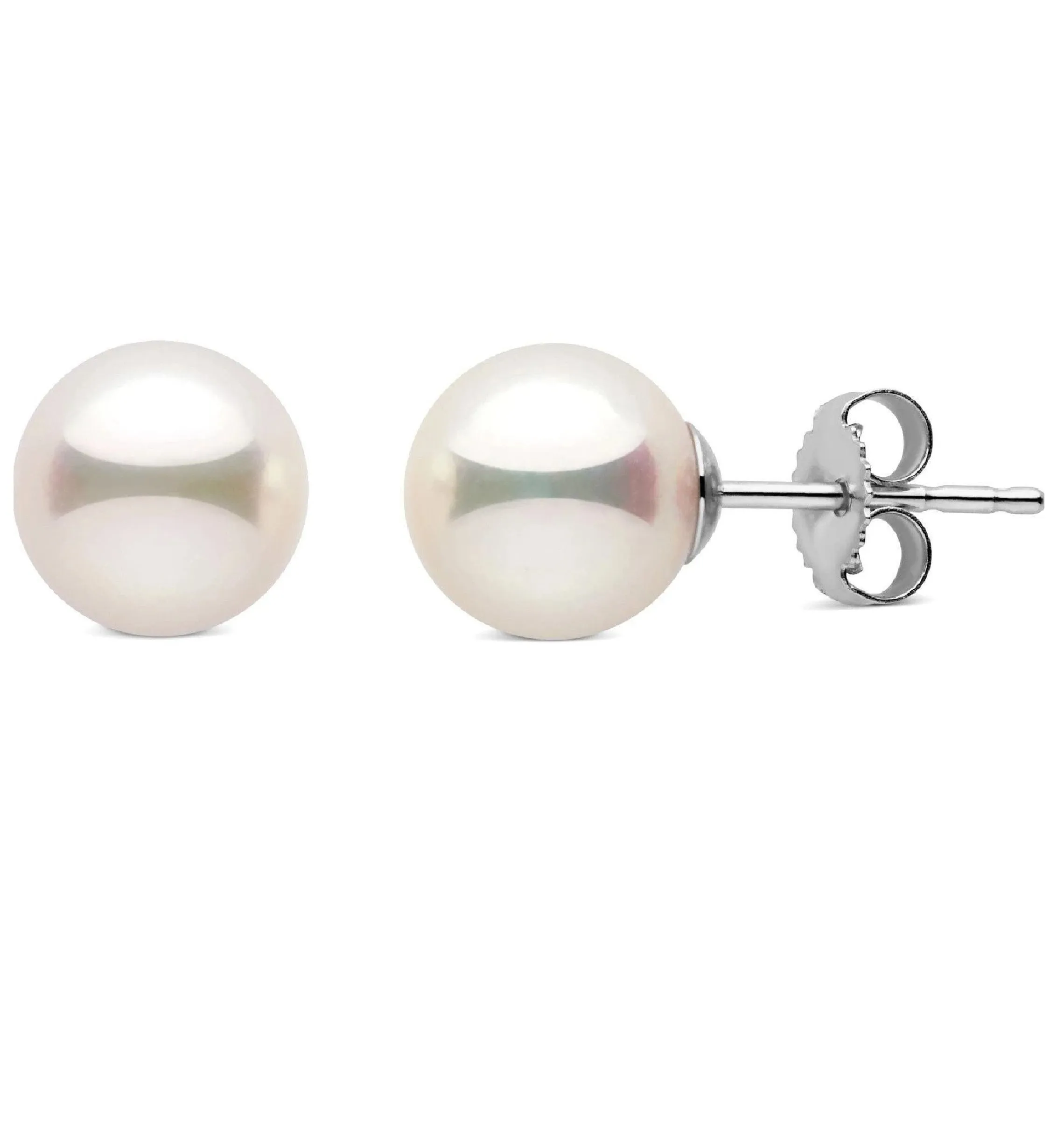 14k Gold 10.0mm Fresh Water Pearl Stud Earring, Available in White and Yellow Gold