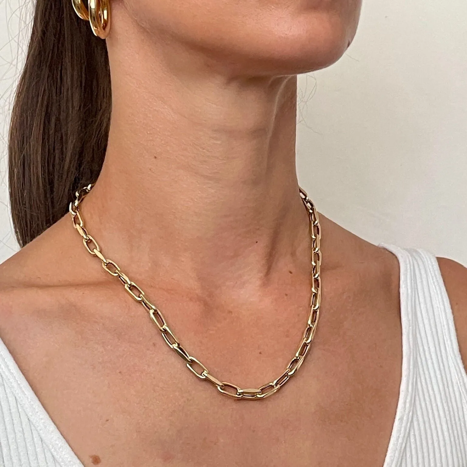 14K Gold 6 mm Faceted Cable Necklace
