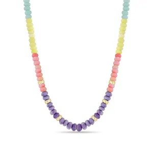14k Gold & Pastel Rainbow Opal Rondelle Bead Necklace