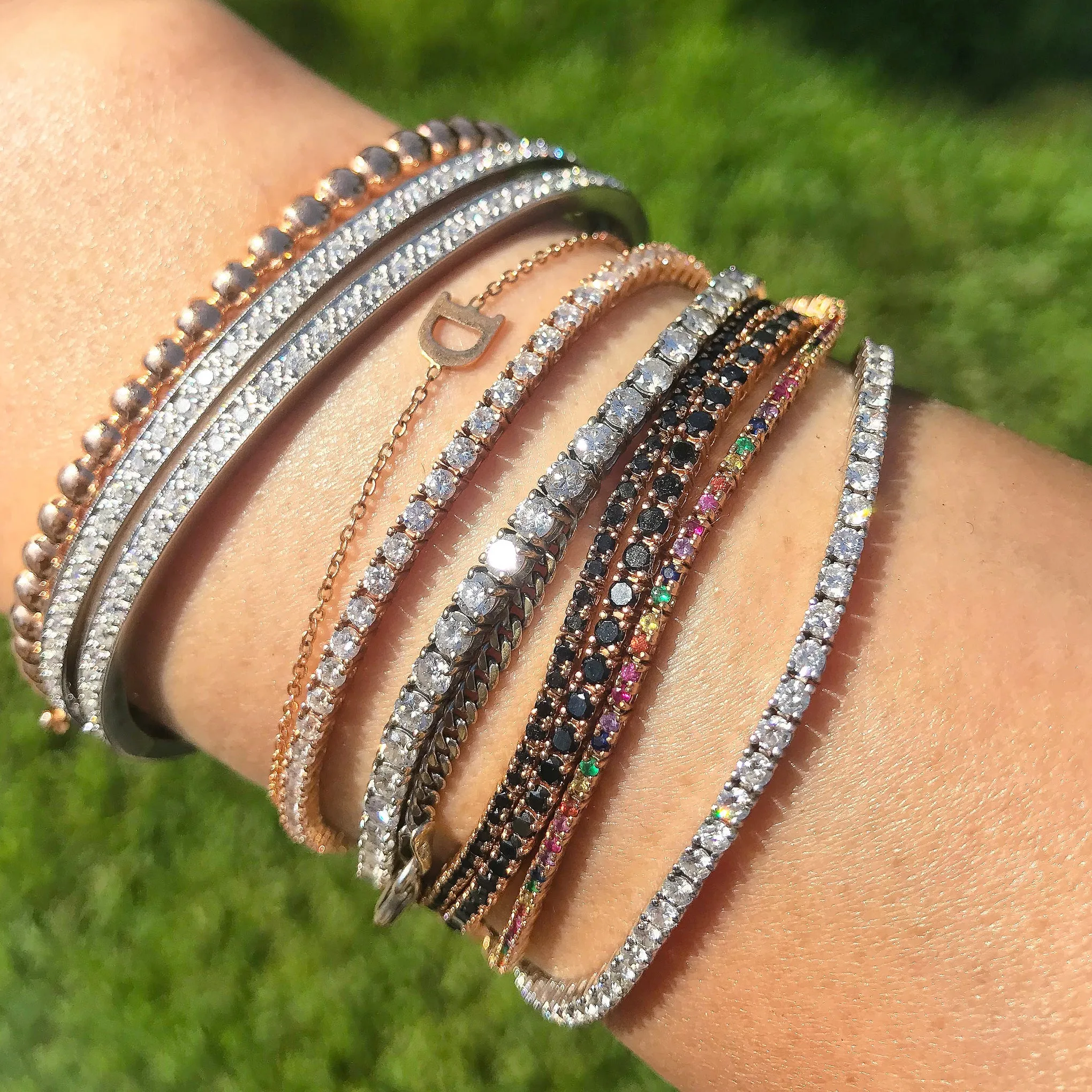 14K Gold Black Diamond Tennis Bracelet