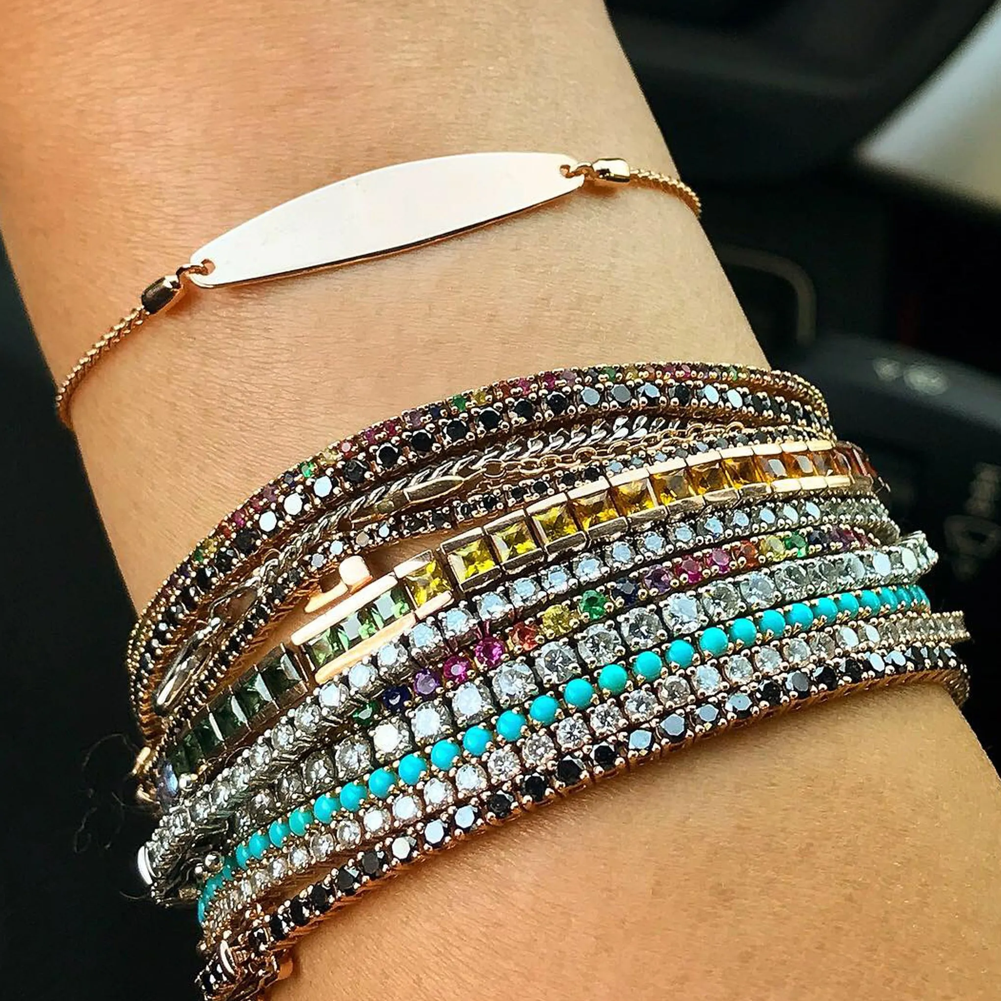 14K Gold Black Diamond Tennis Bracelet