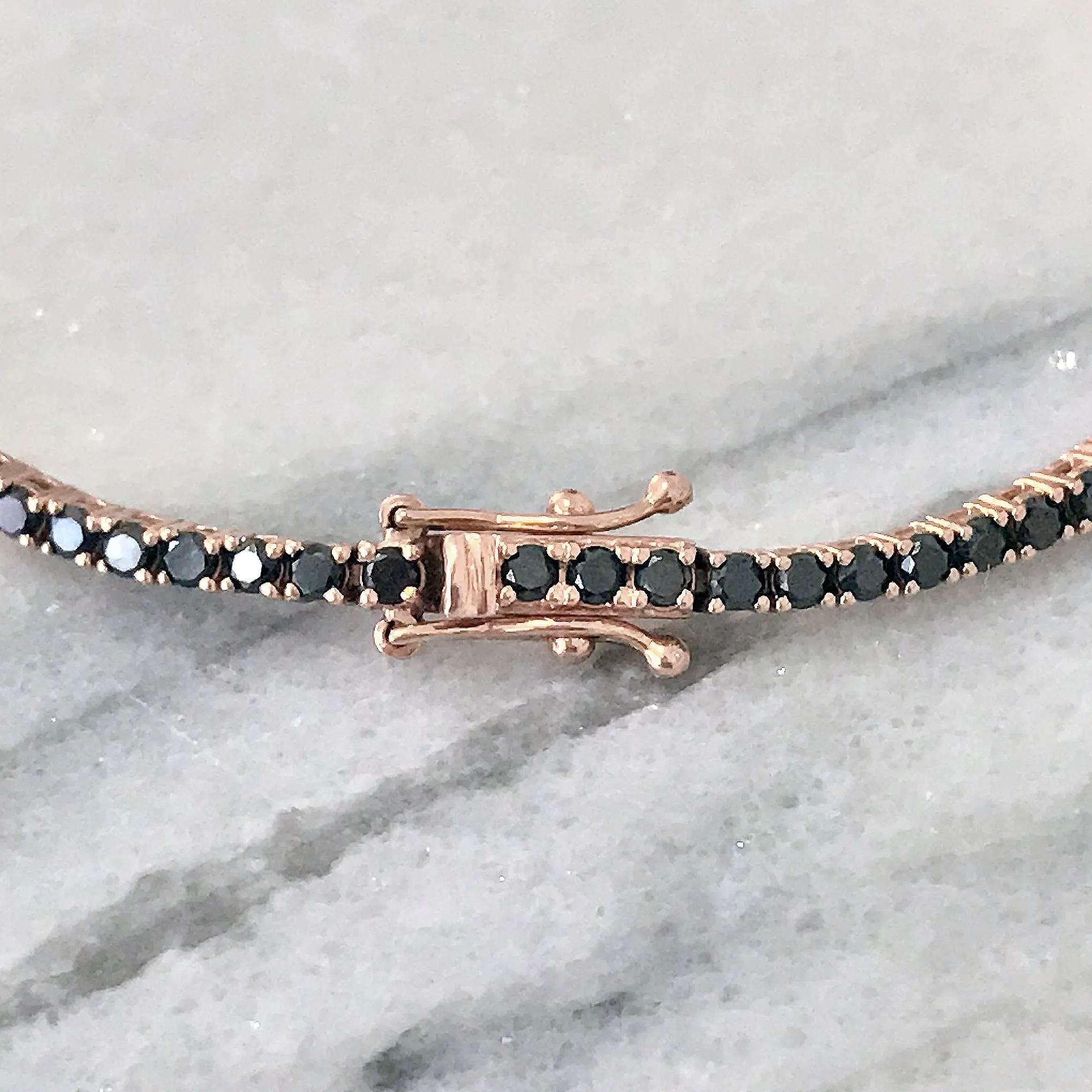 14K Gold Black Diamond Tennis Bracelet