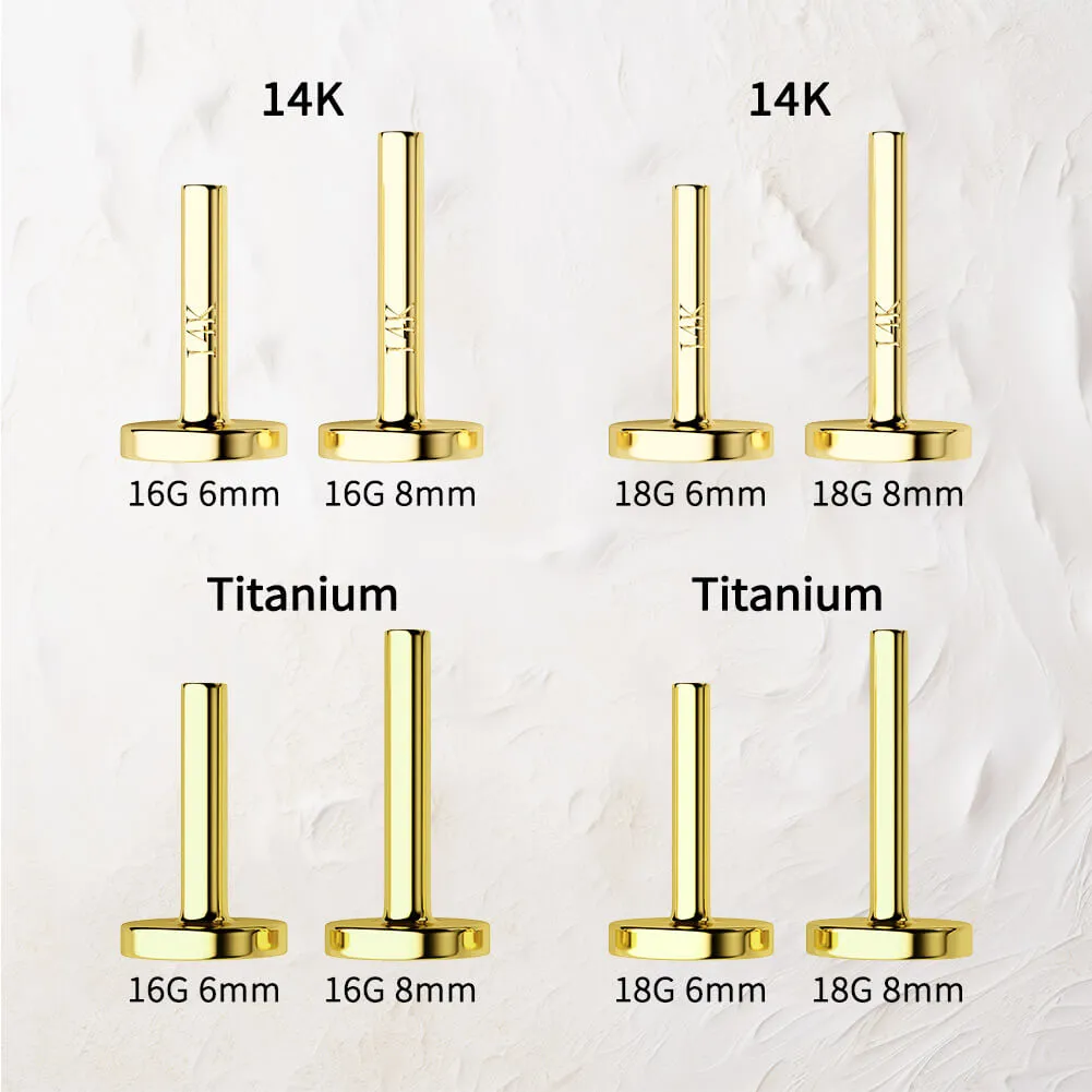 14K Gold Dagger Threadless Push Pin Labret Nose Stud