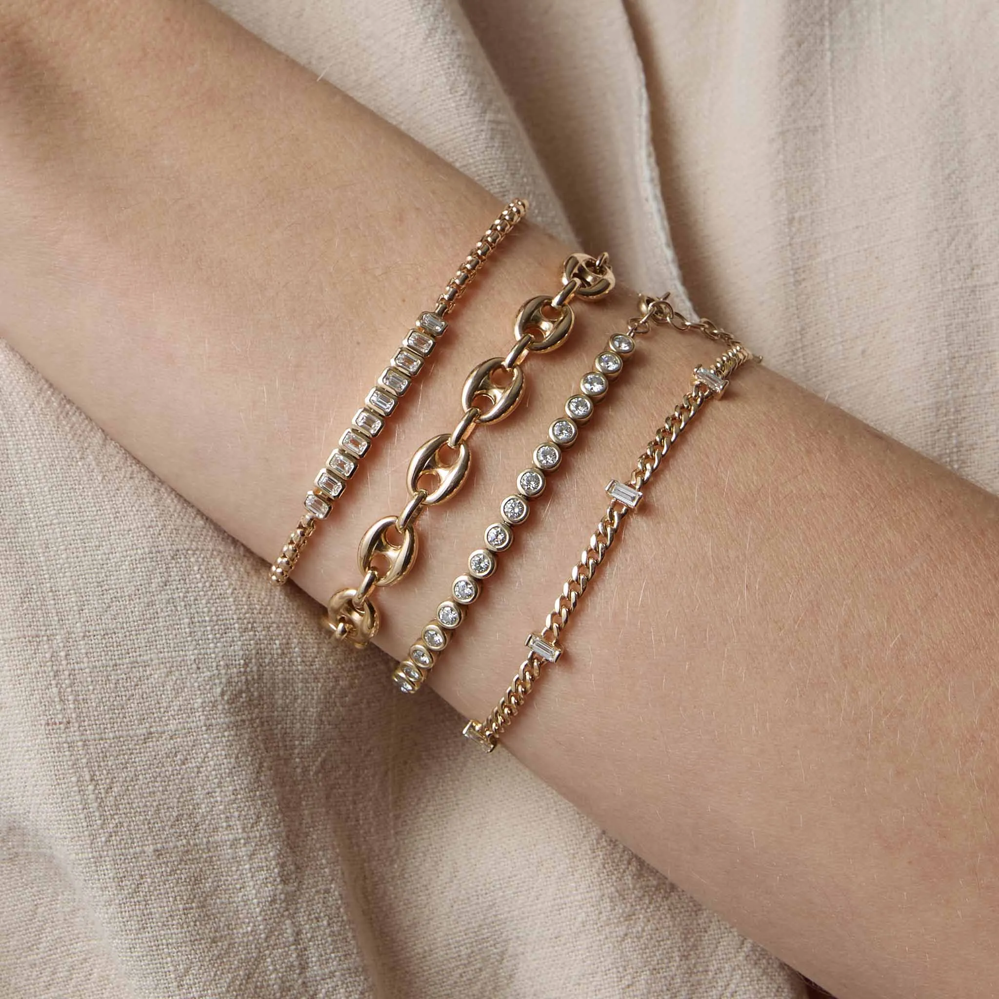 14k Gold Diamond Bezel Tennis Bracelet