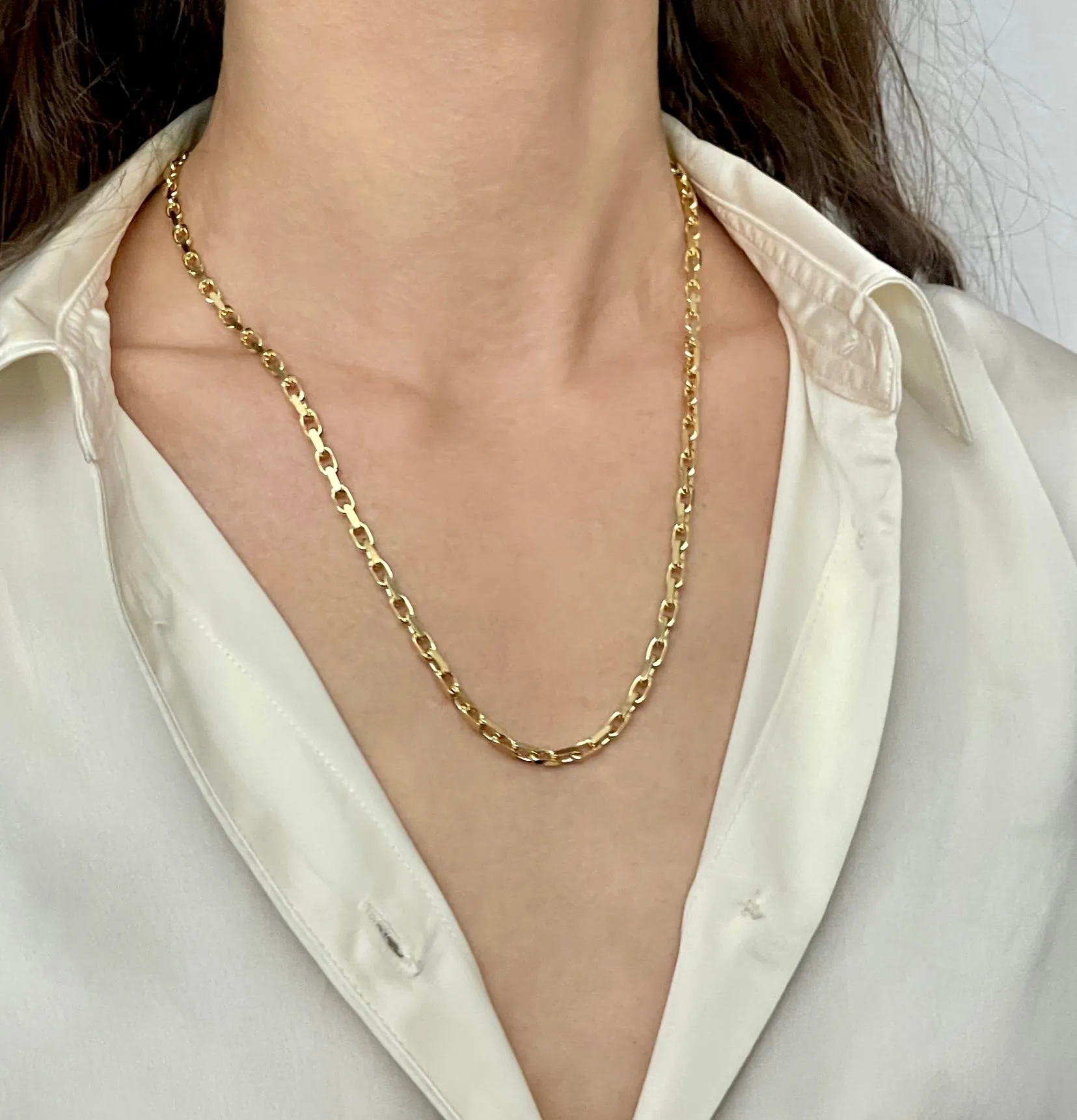 14K Gold Faceted Cable Link Necklace