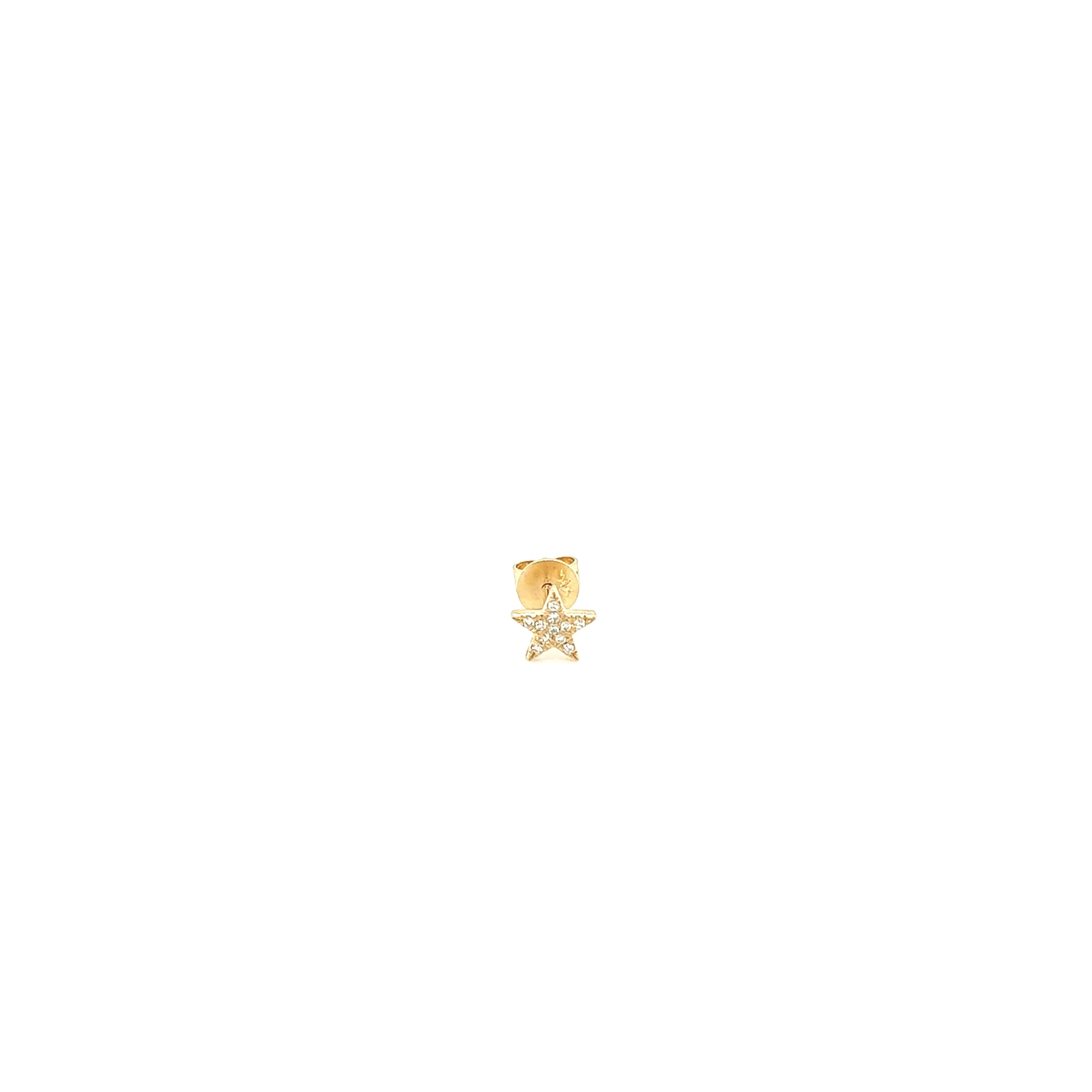 14K Gold Single Diamond Star Stud Earring