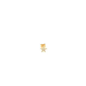 14K Gold Single Diamond Star Stud Earring