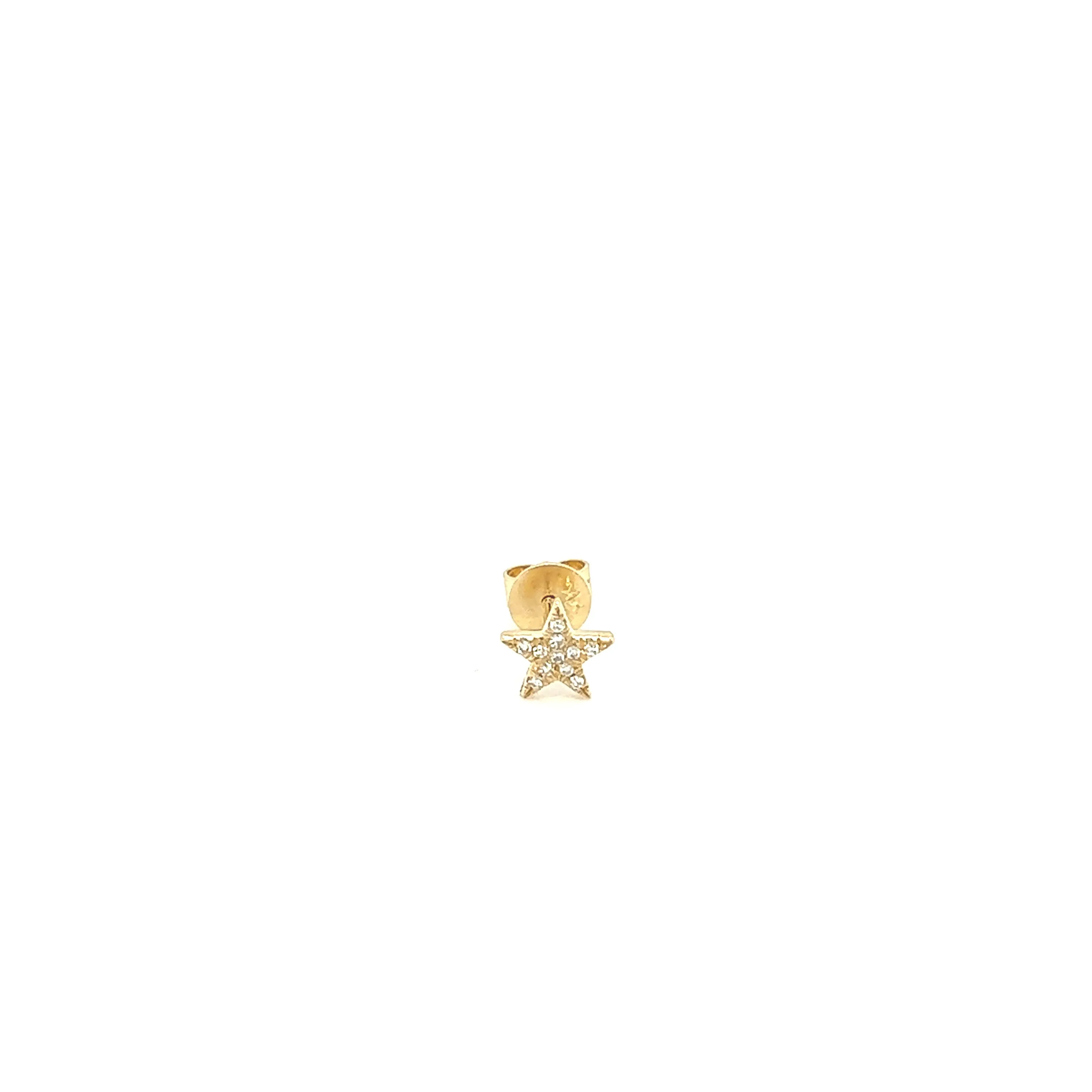 14K Gold Single Diamond Star Stud Earring