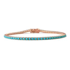 14K Gold Turquoise Tennis Bracelet