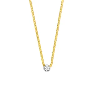 14k Two Tone Diamond Pendant Snake Necklace