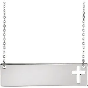 14K White Cross 16-18" Necklace