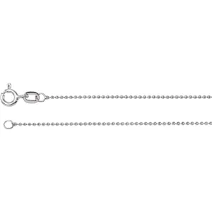 14k White Gold 1mm Solid Bead 20" Chain