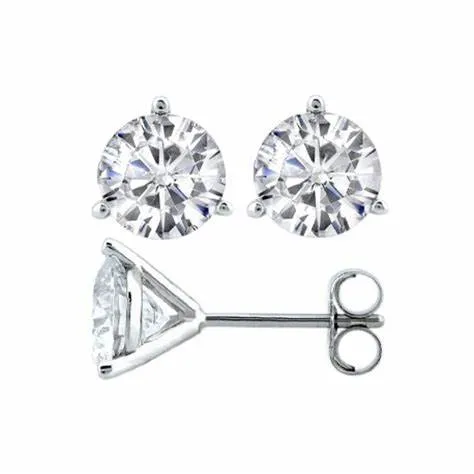14k White Gold 3.02Ct F SI1 Lab Grown Diamond Stud Earring