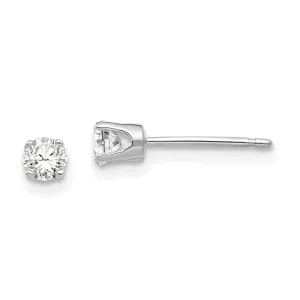 14k White Gold 3.25 mm Cubic Zirconia Stud Earrings