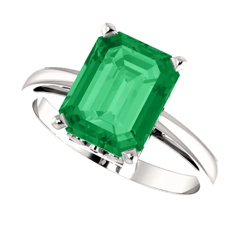 14k White Gold 9x7mm Emerald Scroll Setting® Ring Mounting, Size 7