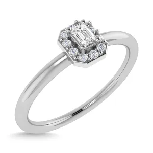 14K White Gold Diamond 1/6 CTW Emerald Cut Promise Ring
